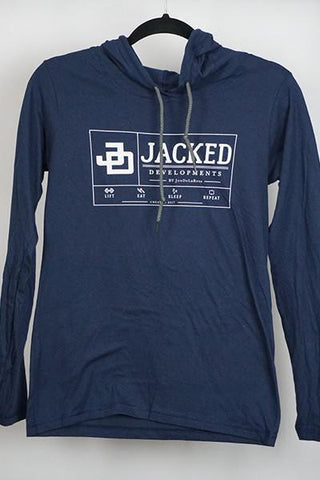 Jacked Long Sleeve Hoodie- Navy