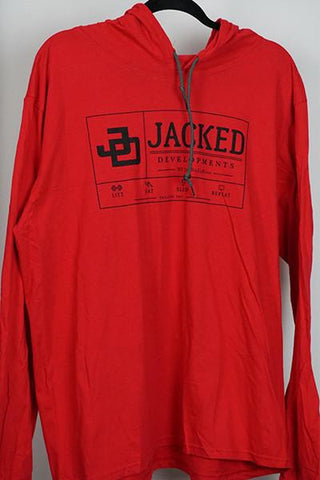 Jacked Long Sleeve Hoodie- Red